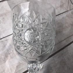 Vintage set of 12 Libbey cut glass wine goblet falling leaves And Stars