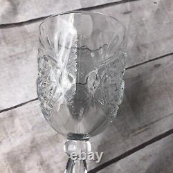 Vintage set of 12 Libbey cut glass wine goblet falling leaves And Stars