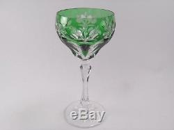 Vintage set of six flash cut glass Bohemian overlaid harlequin hock wine glasses
