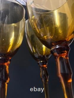 Vintage wine glasses set of 4 amber
