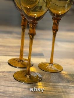 Vintage wine glasses set of 4 amber