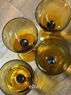 Vintage wine glasses set of 4 amber