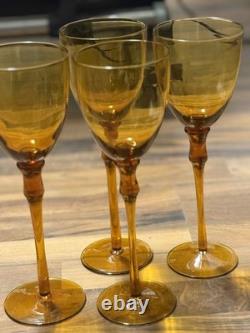 Vintage wine glasses set of 4 amber