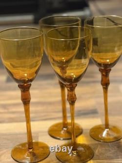 Vintage wine glasses set of 4 amber