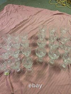 Vntg. Crystal Mikasa Park Lane Set of 12 Wine and 12 Water Glasses (Excellent)