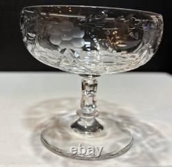 Vntg Set of (8) Rock Sharpe Crystal Atlantis Water/Wine Glasses Champagne Coupes