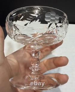 Vntg Set of (8) Rock Sharpe Crystal Atlantis Water/Wine Glasses Champagne Coupes
