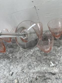 Vtg 1930s Fostoria Glass Pink Set of 7 Wine/Water Goblets Vtg 1930s Fostoria Glass Pink Set of 7 Wine/Water Goblets