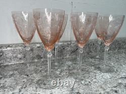 Vtg 1930s Fostoria Glass Pink Set of 7 Wine/Water Goblets Vtg 1930s Fostoria Glass Pink Set of 7 Wine/Water Goblets