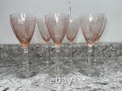 Vtg 1930s Fostoria Glass Pink Set of 7 Wine/Water Goblets Vtg 1930s Fostoria Glass Pink Set of 7 Wine/Water Goblets