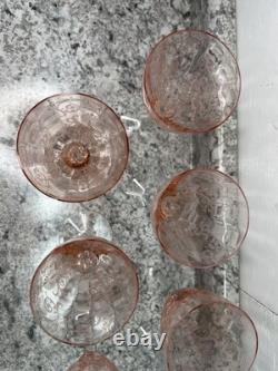 Vtg 1930s Fostoria Glass Pink Set of 7 Wine/Water Goblets Vtg 1930s Fostoria Glass Pink Set of 7 Wine/Water Goblets