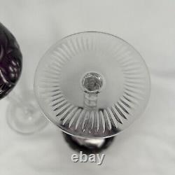 Vtg AJKA Set of 2 Wine Glasses Crystal Cut to Clear MARSALA Pattern Amethyst