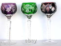 Vtg AJKA Set of 3 Wine Hock Goblets Crystal Cut to Clear MARSALA Pattern MINT