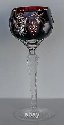 Vtg AJKA Set of 3 Wine Hock Goblets Crystal Cut to Clear MARSALA Pattern MINT