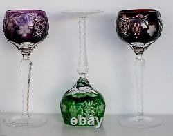 Vtg AJKA Set of 3 Wine Hock Goblets Crystal Cut to Clear MARSALA Pattern MINT