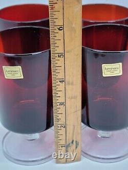Vtg Arcoroc Luminarc France Ruby Red Glass Lot Plate Bowl Goblet Tumbler Wine