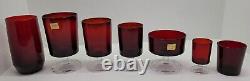 Vtg Arcoroc Luminarc France Ruby Red Glass Lot Plate Bowl Goblet Tumbler Wine