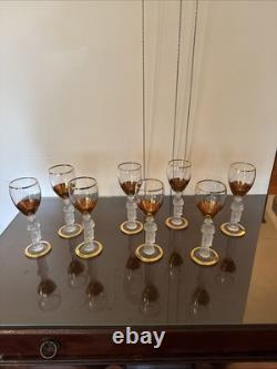 Vtg Bayel Crystal France Napoleon 24 Ct Wine Glasses Set Of 8