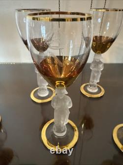 Vtg Bayel Crystal France Napoleon 24 Ct Wine Glasses Set Of 8