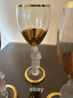Vtg Bayel Crystal France Napoleon 24 Ct Wine Glasses Set Of 8