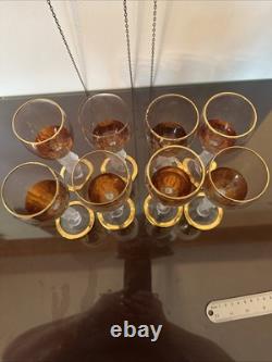Vtg Bayel Crystal France Napoleon 24 Ct Wine Glasses Set Of 8