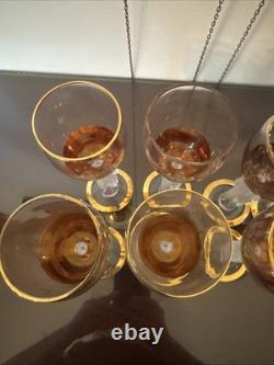 Vtg Bayel Crystal France Napoleon 24 Ct Wine Glasses Set Of 8