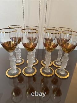 Vtg Bayel Crystal France Napoleon 24 Ct Wine Glasses Set Of 8