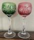 Vtg Beyer BEZ1 Bierkristal Wine Hocks Colored Cut to Clear Wine Goblets Germany