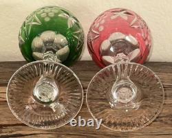 Vtg Beyer BEZ1 Bierkristal Wine Hocks Colored Cut to Clear Wine Goblets Germany