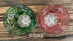 Vtg Beyer BEZ1 Bierkristal Wine Hocks Colored Cut to Clear Wine Goblets Germany
