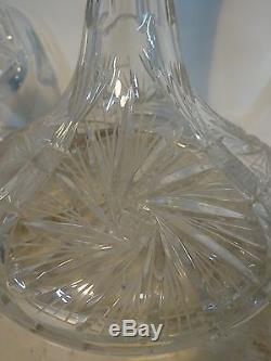 Vtg Bohemian Crystal Ships Decanter Brandy Cognac Snifters Glasses Wine Whiskey