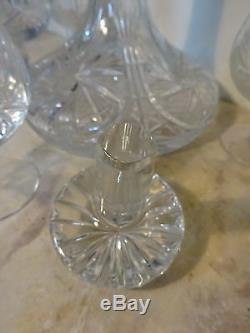 Vtg Bohemian Crystal Ships Decanter Brandy Cognac Snifters Glasses Wine Whiskey