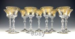 Vtg Cambridge 1037 DECORATION 6-1/8 GOLD GILT LIQUOR COCKTAIL GLASSES Set 9