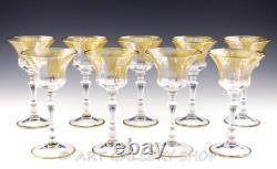 Vtg Cambridge 1037 DECORATION 6-1/8 GOLD GILT LIQUOR COCKTAIL GLASSES Set 9