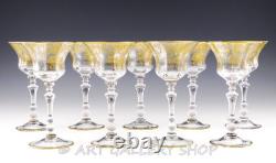 Vtg Cambridge 1037 DECORATION 6-1/8 GOLD GILT LIQUOR COCKTAIL GLASSES Set 9