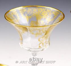 Vtg Cambridge 1037 DECORATION 6-1/8 GOLD GILT LIQUOR COCKTAIL GLASSES Set 9