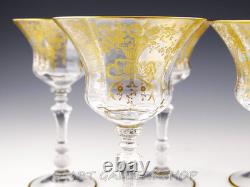 Vtg Cambridge 1037 DECORATION 6-1/8 GOLD GILT LIQUOR COCKTAIL GLASSES Set 9