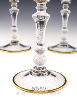 Vtg Cambridge 1037 DECORATION 6-1/8 GOLD GILT LIQUOR COCKTAIL GLASSES Set 9