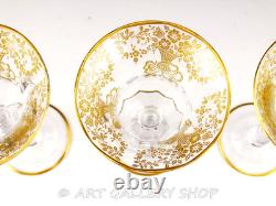 Vtg Cambridge 1037 DECORATION 6-1/8 GOLD GILT LIQUOR COCKTAIL GLASSES Set 9