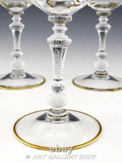 Vtg Cambridge 1037 DECORATION 8.25 GOLD ENCRUSTED WINE WATER GOBLETS Set 7 Rare