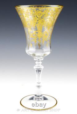Vtg Cambridge 1037 DECORATION 8.25 GOLD ENCRUSTED WINE WATER GOBLETS Set 7 Rare