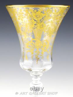 Vtg Cambridge 1037 DECORATION 8.25 GOLD ENCRUSTED WINE WATER GOBLETS Set 7 Rare