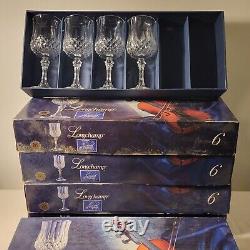 Vtg Cristal D'Arques Longchamp Water & Wine Goblets Crystal Glasses Set Of 28