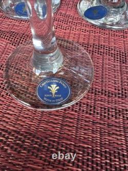 Vtg. Cristalleria Fumo Italy Hand Blown Wine Glasses Set 6 Etched Colored 6.5