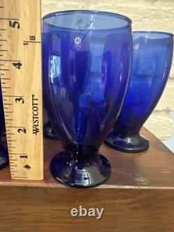 Vtg Cristar Cobalt Blue Footed Water Tumblers Wine Glasses 15 oz Set of 16