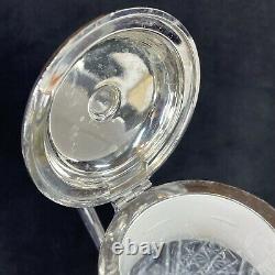 Vtg Cut Glass Silver Plated Claret Decanter Wine Pitcher Repousse Bacchus 11 H