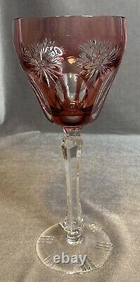Vtg Cut To Clear 6 oz Wine Glasses Votive Germany Set Of 4 Red Green Purple Pink