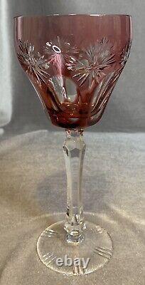 Vtg Cut To Clear 6 oz Wine Glasses Votive Germany Set Of 4 Red Green Purple Pink