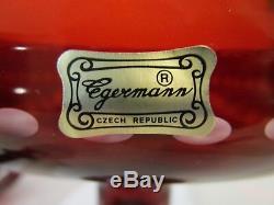 Vtg Czech EPERGNE Bohemian Egermann Wine Ruby Red Cut Crystal Center Piece Bowl