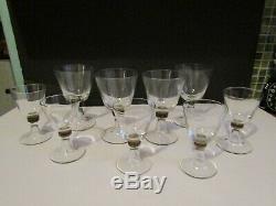 Vtg Daum Nancy Smoke Glass Wine Glasses Large & Small Set of 9 Signed FRANCE